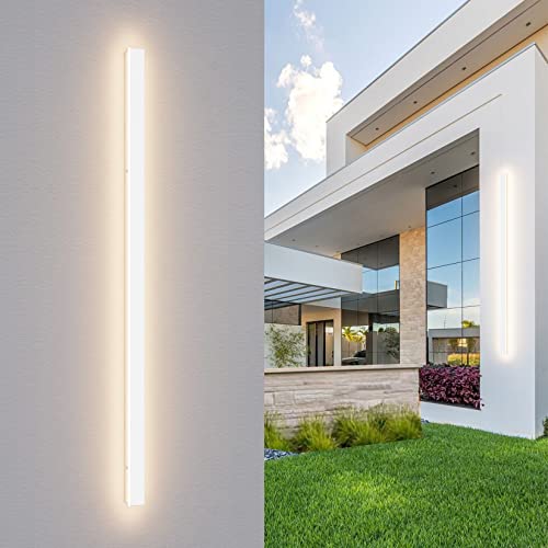 K-Bright 45W Lange Wandleuchte Villa Wandleuchte Weiß Wandleuchte Wasserdicht Ip65 Außen LED Wandleuchte für Gärten, Terrassen,Schlafzimmer Wohnzimmer Innen wandleuchte, 150CM,Warmweiß von K-Bright