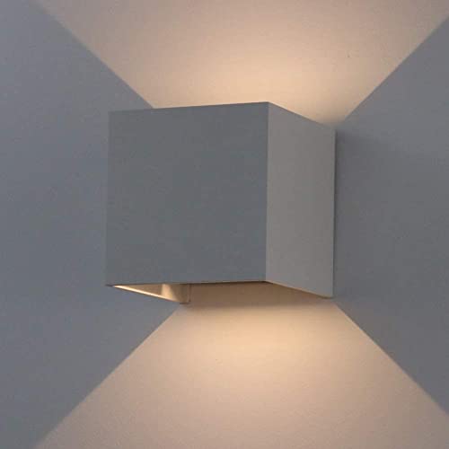 K-Bright 7W LED Wandleuchten Innen/Außen Wandlampe Auf und ab Einstellbarer Lichtstrahl 3000K Warmweiß Außenwandleuchte LED IP65 wasserdichte Wandleuchte Grau von K-Bright