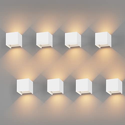K-Bright 8 Stück LED Wandleuchten Innen/Außen 12W Wandlampe Auf und ab Einstellbarer Lichtstrahl, 3000K Warmweiß Außenwandleuchte IP65 für Wohnzimmer Schlafzimmer Balkon, Weiß K-Bright 8 Stück LED Wandleuchten Innen/Außen 12W Wandlampe Auf und ab Einstellbarer Lichtstrahl, 3000K Warmweiß Außenwandleuchte IP65 für Wohnzimmer Schlafzimmer Balkon, Weiß von K-Bright