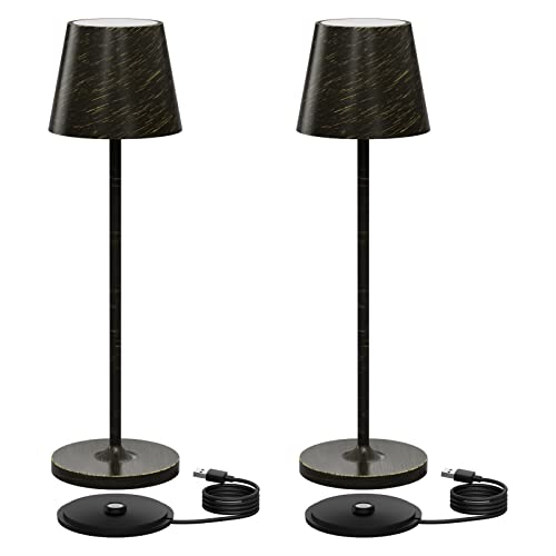 K-Bright Dimmbare LED Akku Tischleuchte | Für drinnen und draußen geeignet | Wiederaufladbar | 3000K Warmweiß Licht | Designer Tischleuchte | Ladestation kontaktieren | Kupfer(2 Stück) von K-Bright