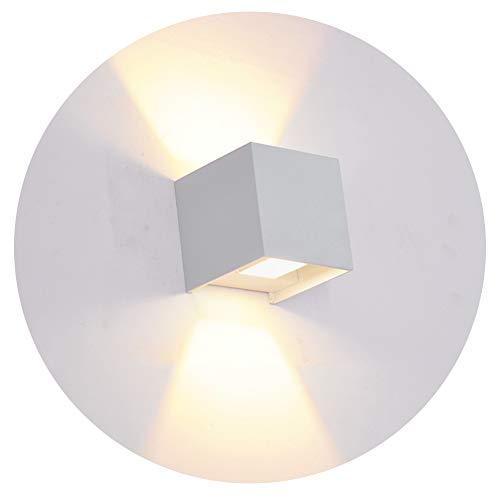K-Bright LED Wandleuchte Innen 7W Wandlampe Außen Auf und ab Einstellbarer Lichtstrahl 3000K Warmweiß Außenwandleuchte IP65 Wasserdichte Wandleuchten (Hellgrau) von K-Bright