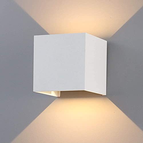 K-Bright 12W LED Wandleuchte Auf und ab Einstellbarer Lichtstrahl Außenwandleuchte 3000K Warmweiß Wandleuchten Innen IP65 Wasserdichte(Weiß) von K-Bright