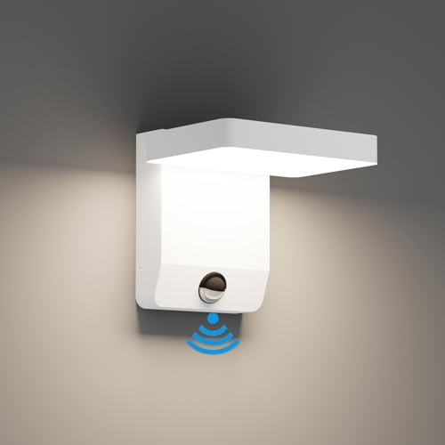 K-Bright außenlampe mit bewegungsmelder, Aussenleuchte Mit Bewegungsmelder Außenlampe LED Wandleuchte Aussen für Balkon, Garten IP65 wasserdicht Weiß von K-Bright