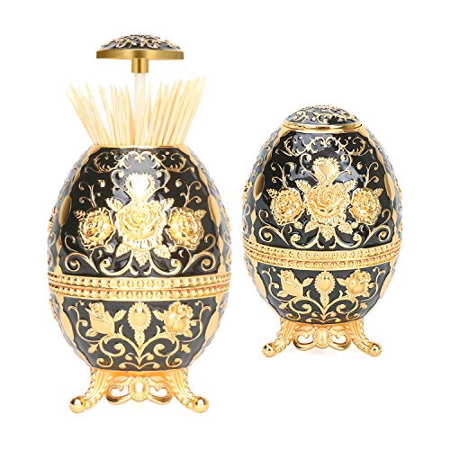 K COOL Wunderschöner, automatischer Zahnstocherhalter mit Flaschenöffner, Handpresse, einziehbarer Retro-Zahnstocherspender, Zahnstocher-Box, Zuhause, Restaurant (glänzend schwarz - gold rose) von K COOL