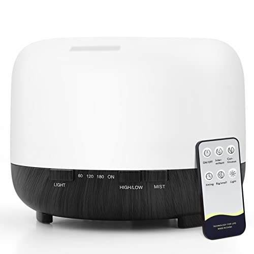 Moisturnt Aroma Ätherische Öle Diffuser: 500ml Aroma Diffuser Ultraschall Luftbefeuchter Cool Mist Luft Diffusor mit Fernbedienung Aromatherapie Humidifier für Schlafzimmer Büro Yoga Spa von K E L O P A
