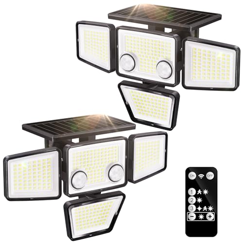 K KASONIC Solar Doppelsensor Außenleuchten, 2500LM Flutlichter Mit Fernbedienung, 6500K 286-LED-Lichter, 2er-Pack Bewegungsmelder Sicherheitsleuchten Wasserdicht K KASONIC Solar Doppelsensor Außenleuchten, 2500LM Flutlichter Mit Fernbedienung, 6500K 286-LED-Lichter, 2er-Pack Bewegungsmelder Sicherheitsleuchten Wasserdicht von K KASONIC