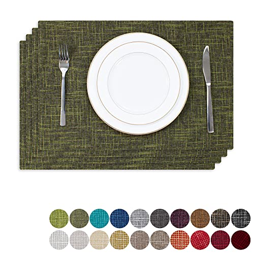 Kevin Textil-Tischsets, 4 Stück, hitzebeständig, für Küchentisch, waschbar, langlebig, Leinen, gewebte Platzsets (4 Stück, 33 x 48 cm, Peridotgrün) von K KEVIN TEXTILE