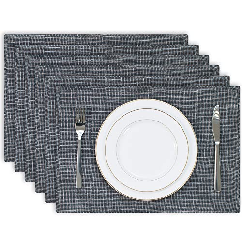 Kevin Textil-Tischsets, 6 Stück, hitzebeständig, waschbar, für Partys, Buffet, Abendessen, 33 x 48,3 cm, Dunkelgrau von K KEVIN TEXTILE