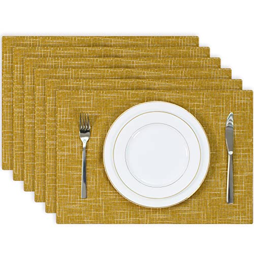 Kevin Textil-Tischsets, 6 Stück, hitzebeständig, waschbar, für Partys, Buffet, Abendessen, 33 x 48,3 cm, Honiggelb von K KEVIN TEXTILE