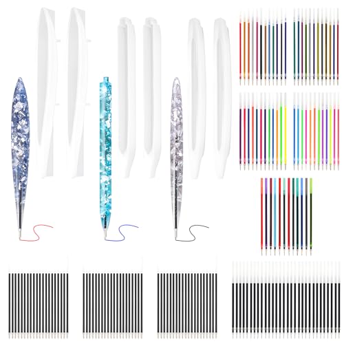 K KUMEED 156 Stück Epoxidharz Kugelschreiber Form Set, Silikonform Kugelschreiber, Silikonform Stift Epoxidharz Formen Stifte Silikonform, Silikonform Epoxidharz Kugelschreiber Stifte Formen von K KUMEED