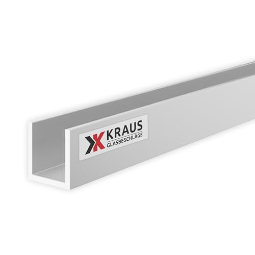 KRAUS U Profil Aluminium 10x10x10mm mit 1m Länge & Optik Silbereloxiert von K Kraus Glasbeschläge