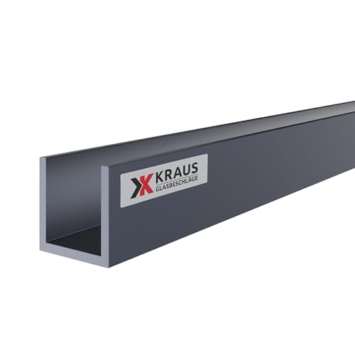 KRAUS U Profil Aluminium 20x20x20mm mit 1m Länge & Optik Anthrazitgrau von K Kraus Glasbeschläge
