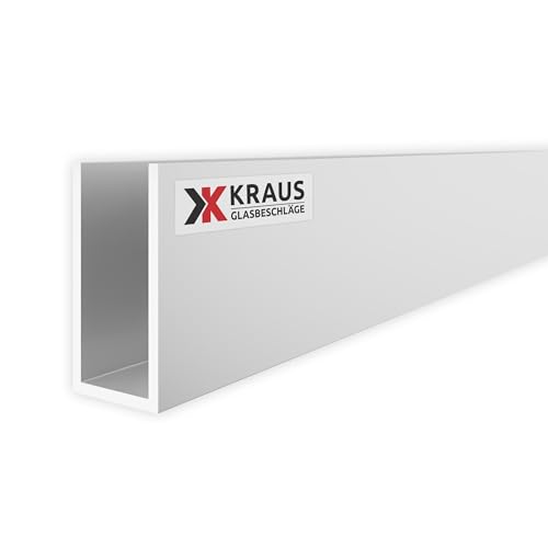 KRAUS U Profil Aluminium 40x20x40mm mit 2m Länge & Optik Silbereloxiert von K Kraus Glasbeschläge