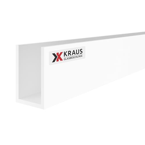KRAUS U Profil Aluminium 30x20x30mm mit 2m Länge & Optik Weiß von K Kraus Glasbeschläge