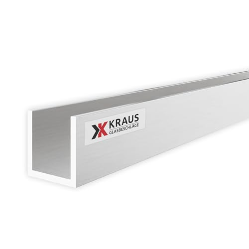 KRAUS U Profil Aluminium 20x20x20mm mit 1m Länge & Optik Aluminium Roh von K Kraus Glasbeschläge