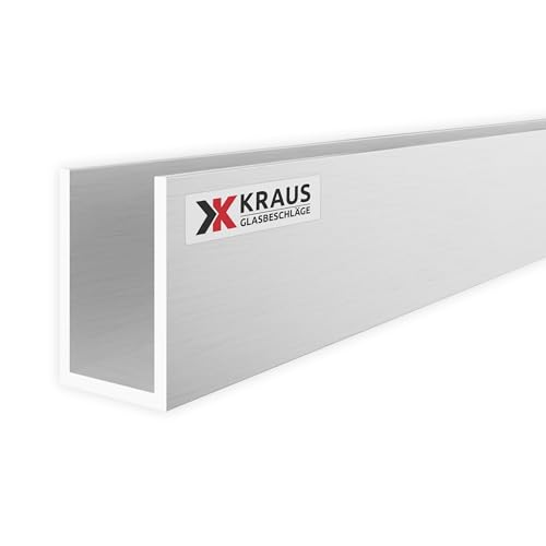 KRAUS U Profil Aluminium 30x20x30mm mit 1m Länge & Optik Aluminium Roh von K Kraus Glasbeschläge