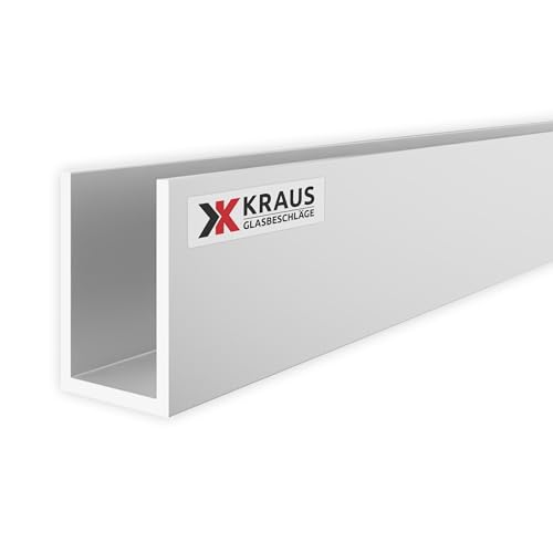 KRAUS U Profil Aluminium 30x20x30mm mit 1m Länge & Optik Silbereloxiert von K Kraus Glasbeschläge