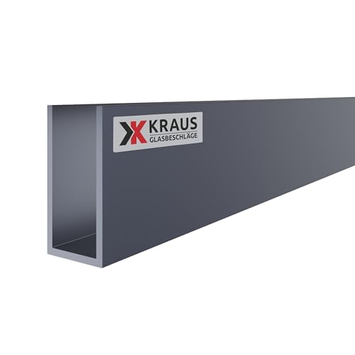 KRAUS U Profil Aluminium 40x20x40mm mit 2m Länge & Optik Anthrazitgrau von K Kraus Glasbeschläge