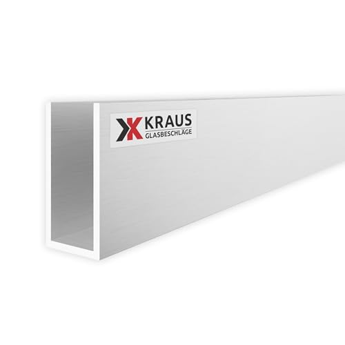 KRAUS U Profil Aluminium 40x20x40mm mit 2m Länge & Optik Aluminium Roh von K Kraus Glasbeschläge