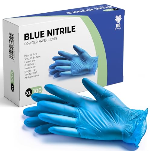 K-MART Gloveman Blaue Nitril handschuhe 100er-Packung, puderfreie & latexfreie Einweghandschuhe (XL) von K-MART