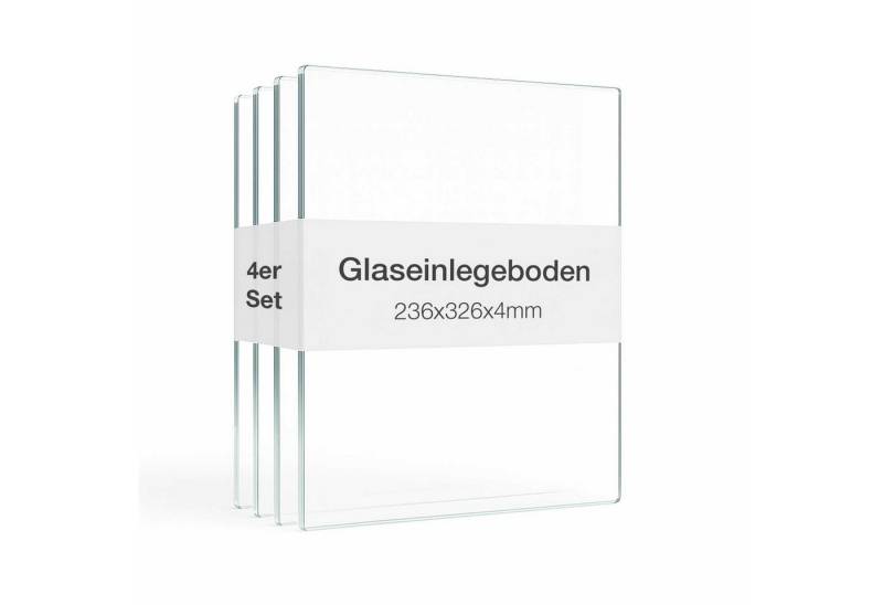 K-Möbel Glasvitrine Glasboden Standvitrine 1-türig 4er Set (4-St) Inkl Abdeckkappen und Bodenträger von K-Möbel