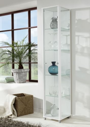 K-Möbel VR-Wohnwelten Glasvitrine (172x32x33cm) in Weiss mit 4 Glasböden - Modellauto Vitrine - Vitrinenschrank Weiss - Sammlervitrine - Wohnzimmerschrank Regal Wand Schrank von K-Möbel