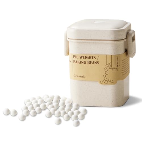 K ROCKSHEAT Keramik-Kuchengewichte, Backperlen, Kuchen-Krustengewichte, natürliche Backbohnen mit Weizenstrohbehälter (1.0 kg | 1000 g) von ROCKSHEAT