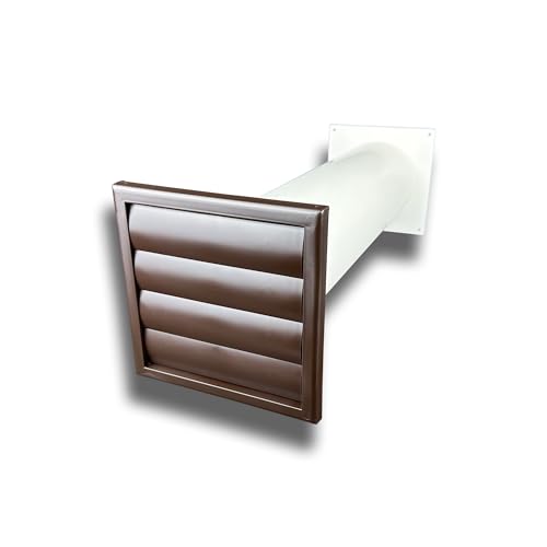 Abluft Mauerkasten Gravity braun Wanddurchführung Rückstauklappe Ausführung mit Rundrohr, Größe Ø125 186x186mm von K-TECH-PRO
