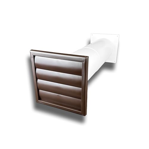 K-TECH-PRO Abluft Mauerkasten Gravity braun Wanddurchführung Rückstauklappe Ausführung mit Teleskoprohr, Größe Ø100 154x154mm von K-TECH-PRO