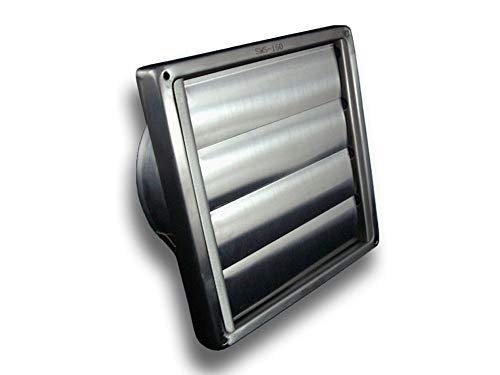 K-TECH-PRO Edelstahl Lüftungsgitter Wetterschutzgitter Abluftgitter selbstschließend mit Lamellen und Flansch Größe Ø150 180x180mm von K-TECH-PRO
