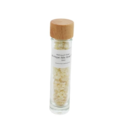 Weihrauch Oman Al-Hojari Mix Grad 1-3 – kleine Stücke – grün-weiß-orange – Boswellia Sacra – Direktimport 1. Qualität – in 20g - 1000g verfügbar (50 ml Glas/ca. 30 Gramm) von K W