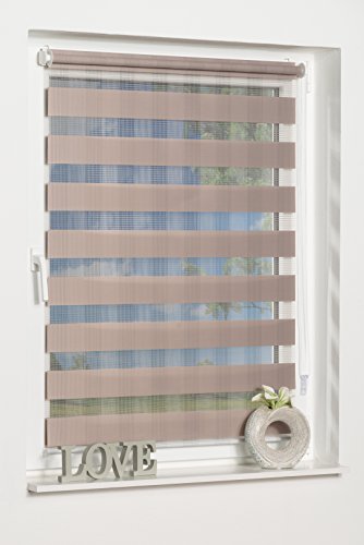 K-home Klemmfix Doppelrollo Rota ohne Bohren Design Streifen Taupe, 40 x 130 (B x L) von Khome