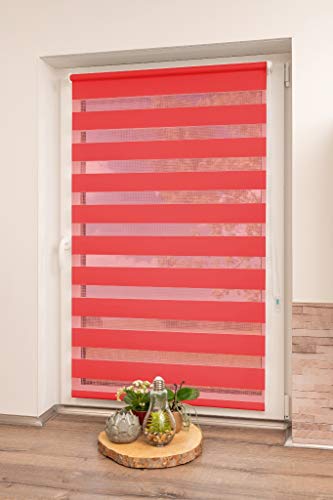 K-home Klemmfix Doppelrollo Madrid ohne Bohren Rot 100 x 150 cm (B x L) von Khome