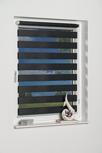 K-home Klemmfix Doppelrollo "Andorra" ohne Bohren - Anthrazit 50 x 150 cm (B x L) von Khome