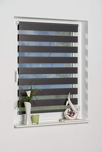 K-home 233150-2 Klemmfix Doppelrollo Madrid ohne Bohren Grau 50 x 150 cm (B x L) von Khome
