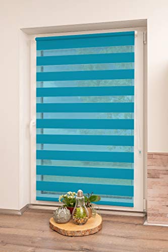 K-Home Klemmfix Doppelrollo Madrid ohne Bohren Petrol 60 x 200 cm (B x L) von Khome