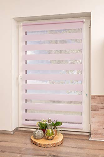 K-Home Klemmfix Doppelrollo Madrid ohne Bohren Pink 55 x 150 cm (B x L) von Khome