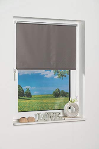 K-home Thermorollo Verdunklungsrollo ohne Bohren Grau B90 x H200 cm von Khome