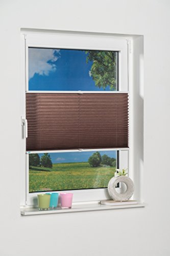 K-home Klemmfix-Plissee 70 x 210 cm (B x L) Mokka Lichtschutz +++ Moderne Crushed Optik +++ von sunlines