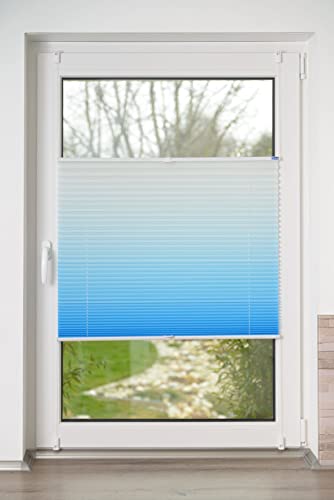 K-home Klemmfix-Plissee Farbverlauf, Polyester, Iceblau, 35 x 130 cm von Khome