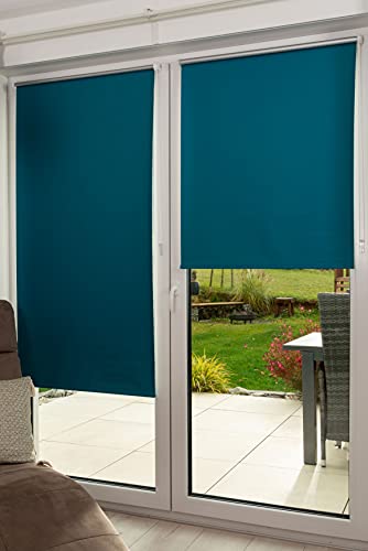 K-home Thermorollo Verdunklungsrollo ohne Bohren Petrol B85 x H200 cm von Khome