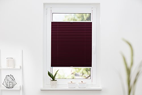 K-home Plissee-Verdunklung, Polyester, Bordeaux, B60 x H210 cm von Khome