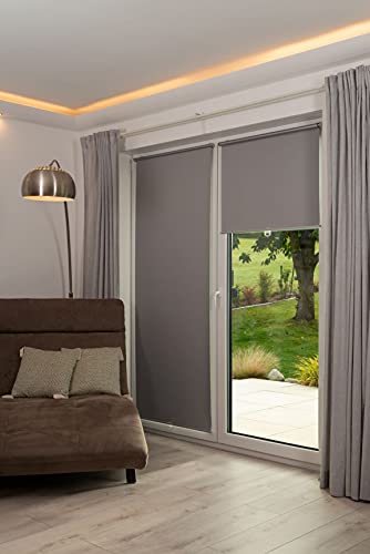 K-home® Thermo Springrollo/Mittelzugrollo Grau B100 x H150 cm von Khome
