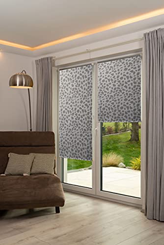 K-home Thermorollo Verdunklungsrollo ohne Bohren Grau Bedruckt B50 x H200 cm von Khome