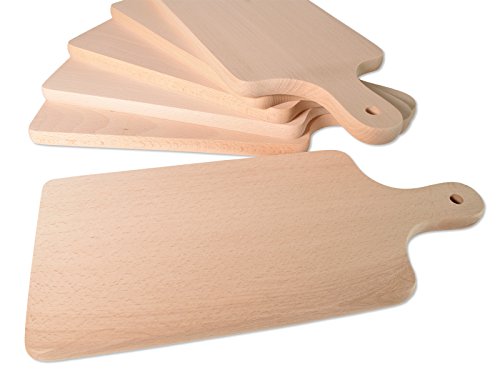 Brettchen Holzbrettchen 35,0cm x 15,5cm x 1,5cm Essbrettchen Frühstücksbrettchen Buche natur Massiv Holz Schneidbrettchen 397 (6 Stück) von K&B Vertrieb