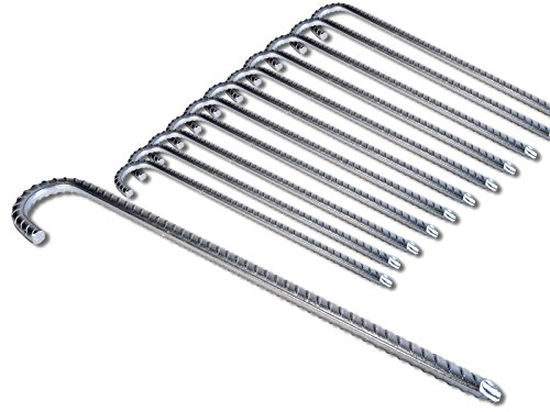 K&B Vertrieb Bodenanker XL Heringe 38cm Silber Erdnagel Erdanker Erdspieß Bauanker Nagel Zelt Zelthering 300 (12 Stück, 45cm, Ø 12mm) von K&B Vertrieb