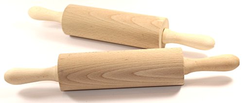 K&B Vertrieb Nudelholz 37,5cm Holz Buche Teigrolle mit Holzachse Teigwalze Nudelrolle 279 (2 Stück) von K&B Vertrieb