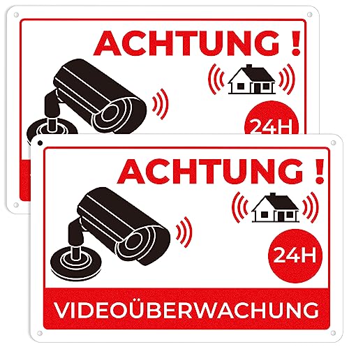 K&F Concept 2er Set Alu Schild Videoüberwachung Privatgrundstück für überwachungskamera Oder Kamera Attrappe Innen Außen 20 * 30cm K&F Concept 2er Set Alu Schild Videoüberwachung Privatgrundstück für überwachungskamera Oder Kamera Attrappe Innen Außen 20 * 30cm von K&F Concept