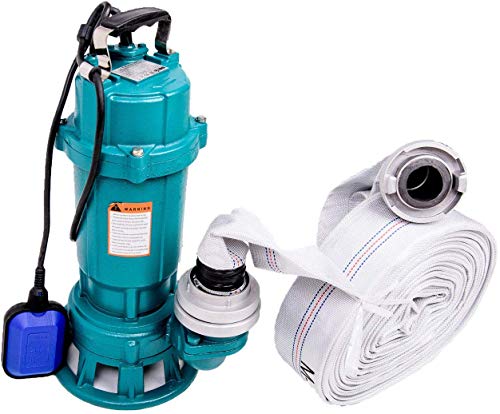 Tauchpumpe 1500W IBO 1,5 kW mit Zerkleinerer + 2" Storz C + 50m Schlauch Pumpe Wasserpumpe Fäkalienpumpe Schmutzwasserpumpe mit Bauschlauch Schneidwerk Schwimmer von IBO