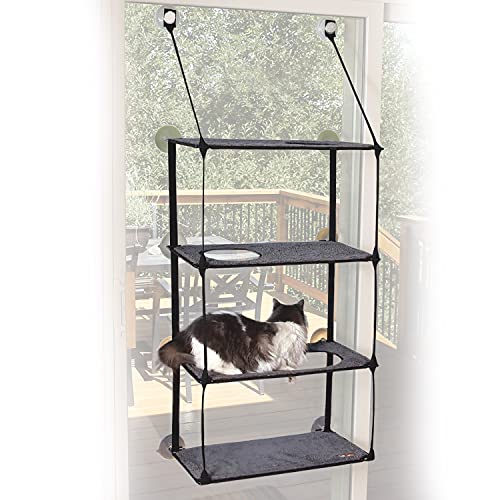 K&H PET PRODUCTS EZ Mount Fensterbank Katzenbett, Katzenfensterhängematte, stabile Katzenfensterstange für große Katzen, Katzenfensterbett Katzenmöbel, Katzenhängematte für Fenster Katzenstange von K&H PET PRODUCTS